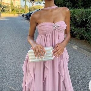 Nana Jacqueline Strapless Lilac Dress